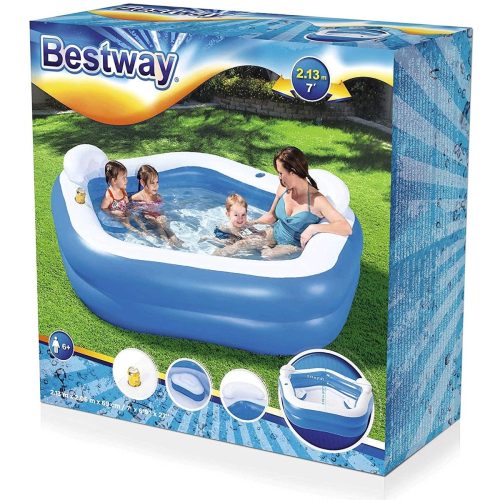 Bestway Medence felfújható 2 fejtámlával és pohártartóval  213x207x69cm